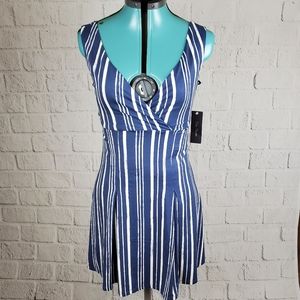 City Studio blue and white striped dress